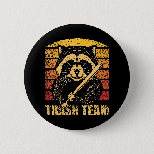 Prullenbak Team Pandas Raccoon Dierlijke Vuilnisbe Ronde Button 5,7 Cm (Voorkant)