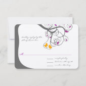 Pruneblad Boom Liefdesvogel Trouw Uitnodiging (Voorkant)