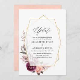 Prunus- en blozende bloemige geometrische trouwupd kaart