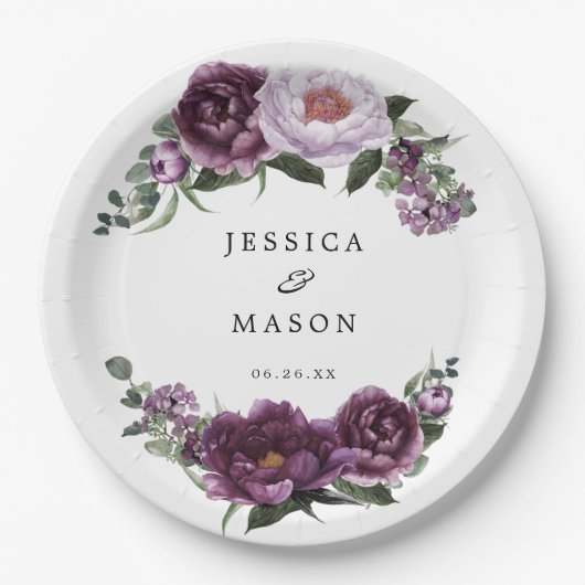 Prunus Pioenrozen Bloemen Bruidsdiner Papieren Bor Papieren Bordje (Voorkant)