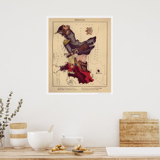 Prussia Caricature Map 1868 Poster (Keuken)