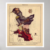 Prussia Caricature Map 1868 Poster (Voorkant)