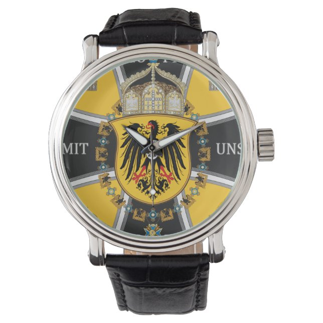 Prussia Keiser Flag Horloge (Voorkant)