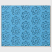 Prussiaans blauw op blauw atom symbolen cadeaupapier (Vlak)