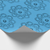 Prussiaans blauw op blauw atom symbolen cadeaupapier (Hoek)