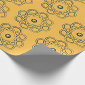 Prussiaans blauw op geel atom Symbolen Cadeaupapier (Hoek)