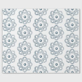 Prussiaans blauw op witte luchtsymbolen cadeaupapier (Vlak)