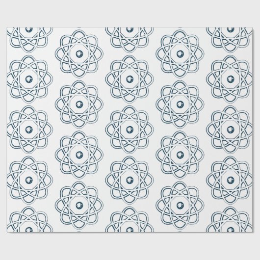 Prussiaans blauw op witte luchtsymbolen cadeaupapier (Vlak)