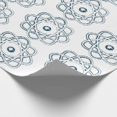 Prussiaans blauw op witte luchtsymbolen cadeaupapier (Hoek)