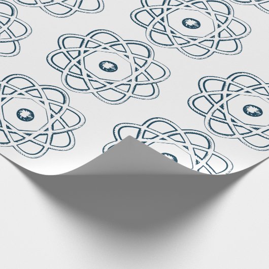 Prussiaans blauw op witte luchtsymbolen cadeaupapier (Hoek)