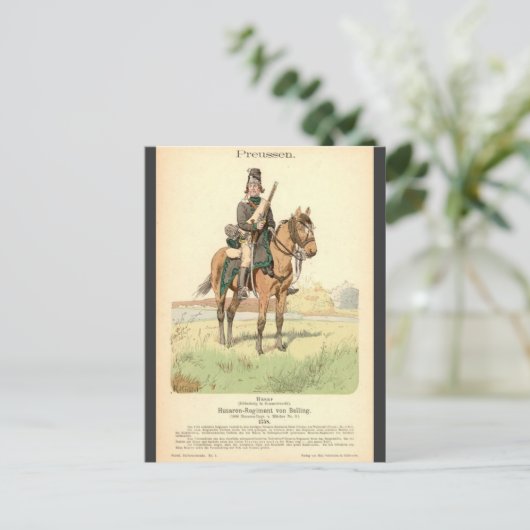 Prussiaanse Hussar Briefkaart (Staand voorkant)