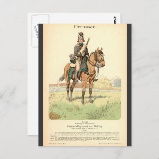 Prussiaanse Hussar Briefkaart (Voorkant / Achterkant)