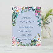 Prussian Blauw & Periwinkle Boho Paradijs Bloem Kaart (Staand voorkant)