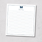 Prussian Blue Bow Border Custom Name Lined Notitieblok
