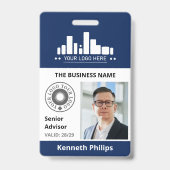 Prussian Blue Foto & 2 Logo's Personeels-ID Badge (Voorzijde)