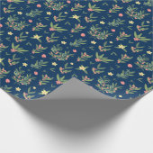 Prussian Blue, Green & Salmon Olive Branch Pattern Cadeaupapier (Hoek)