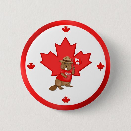 Pruwweg Canadese Beaver Ronde Button 5,7 Cm (Voorkant)