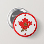 Pruwweg Canadese Beaver Ronde Button 5,7 Cm (Voorkant /achterkant)