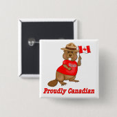 Pruwweg Canadese Beaver Vierkante Button 5,1 Cm (Voorkant /achterkant)