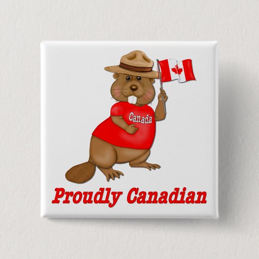 Pruwweg Canadese Beaver Vierkante Button 5,1 Cm (Voorkant)