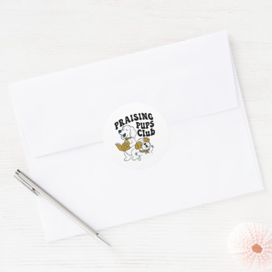 Prying Pups Club - puppies aanbidden Ronde Sticker (Envelop)
