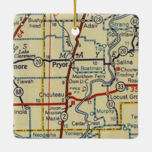 Pryor Oklahoma Keramisch Ornament (Achterkant)