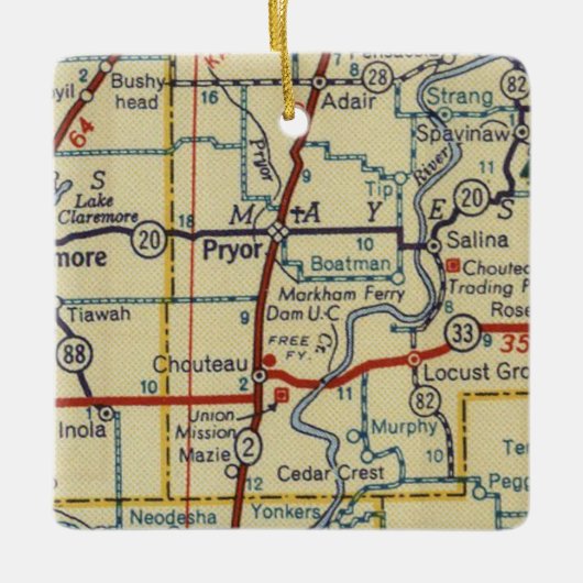Pryor Oklahoma Keramisch Ornament (Voorkant)