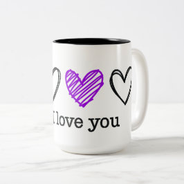 PS I Love You Dag Valentijnsdag Paarse Hart Tweekleurige Koffiemok
