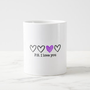 PS I Love You Day Valentijnsdag Paarse Hart Grote Koffiekop