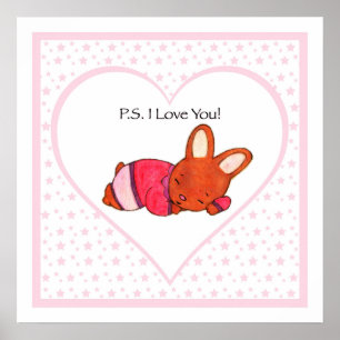 PS I Love You - Slaapend Girl Bunny Poster