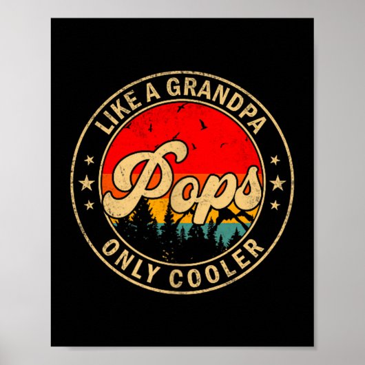 Ps Like A Grandpa Only Cooler Retro For Papa Grand Poster (Voorkant)