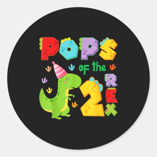 Ps Of The Two Rex 2nd Birthday Boy Dinosaur T-rex  Ronde Sticker (Voorkant)