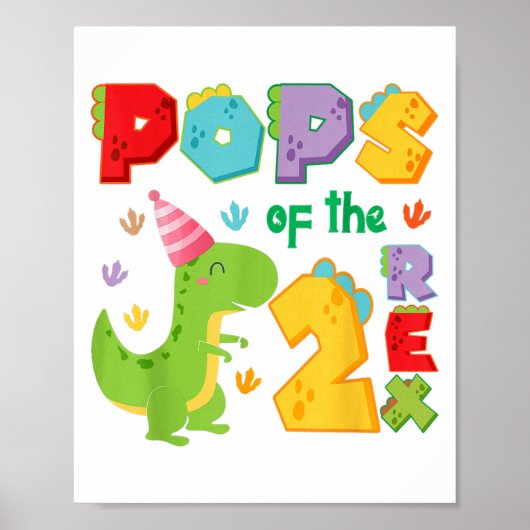 Ps Van De Twee Rex 2e Verjaardag Jongen Dinosaur T Poster (Voorkant)