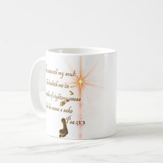 Psa 23.3 De Heer is mijn Mok van de koffie-scheerm (Voorkant links)