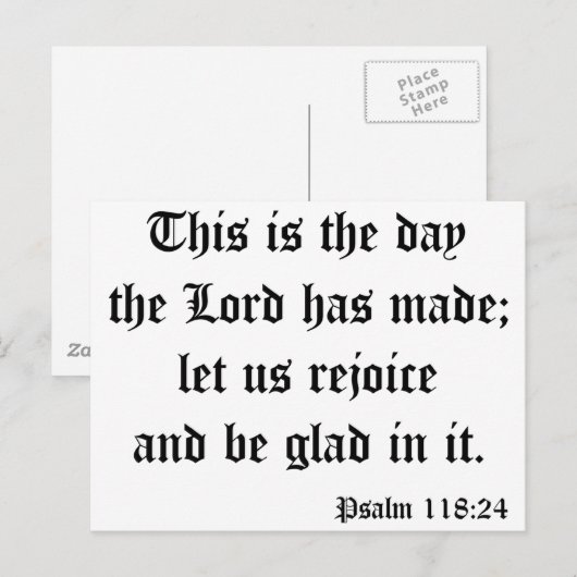 Psalm118: 24 briefkaart (Voorkant / Achterkant)