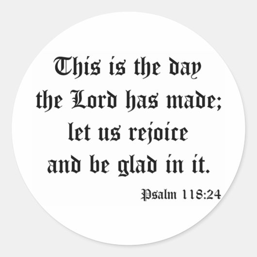 Psalm118:24 Ronde Sticker (Voorkant)