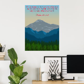 Psalm121 Bijbelvers Bergen Uitzicht Poster