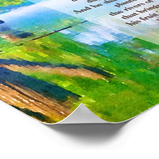 Psalm1:1-3 Gezegeld is het Christelijke man Poster (Hoek)