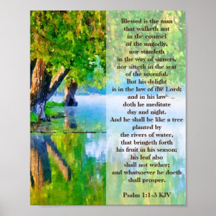 Psalm1:1-3 Gezegeld is het Christelijke man Poster
