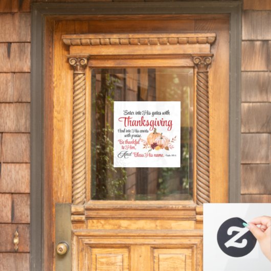 Psalm 100:4 gaat met Thanksgiving zijn poorten bin Raamsticker (Huis Deur)