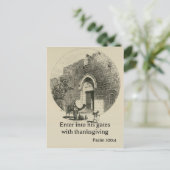 Psalm 100:4 op de achtergrond van de muren van Jer Briefkaart (Staand voorkant)