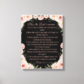 Psalm 103:1-6 Wall Art Canvas - Zwart Bloemen Prin (Voorkant)