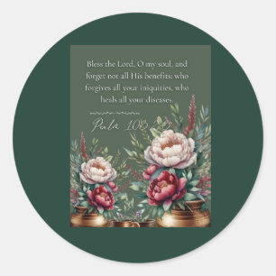 Psalm 103:2-3 Genezende Schrift Bijbelverskaart  Ronde Sticker