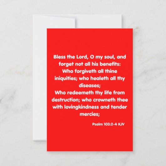 Psalm 103:2-4 KJV Bijbelscriptgroet Kaart (Voorkant)