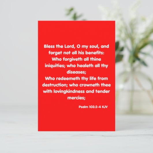 Psalm 103:2-4 KJV Bijbelscriptgroet Kaart (Staand voorkant)