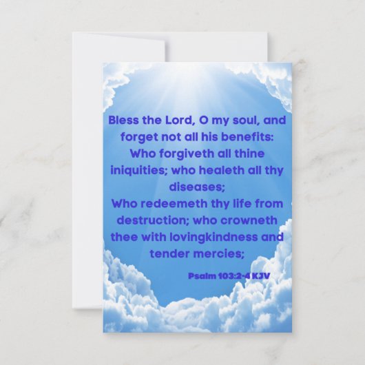 Psalm 103:2-4 KJV Bijbelscriptie Pic Greeting Kaart (Voorkant)