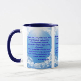 Psalm 103:2-4 KJV Bijbelscripts Pic Two-Tone Mok