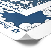 Psalm 103 Hebreeuws English Faux Papercut Blue Art Poster (Hoek)