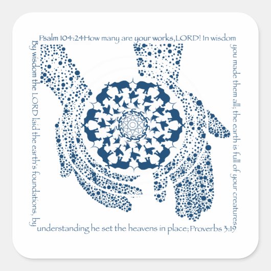 Psalm 104:24 en Psalm 3:19 Square Sticker (Voorkant)