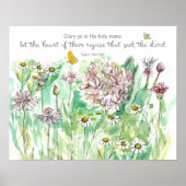 Psalm 105 Scripture Pink Flowers Christian Art Poster (Voorkant)